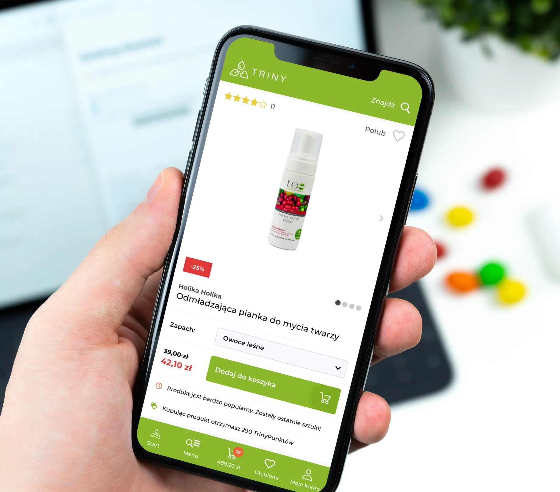 Sklep Triny na telefonie – karta produktu z wariantem, oceną i punktami lojalnościowymi