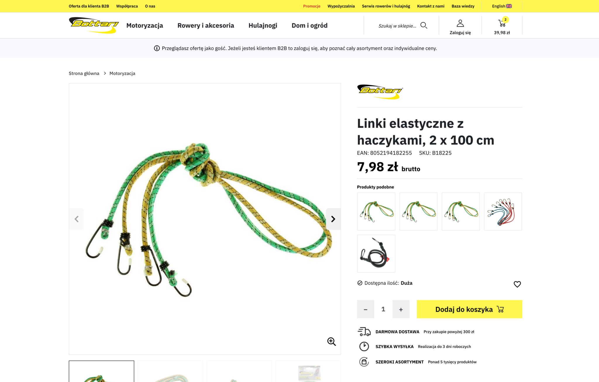 Bottari – karta produktu po wdrożeniu sklepu