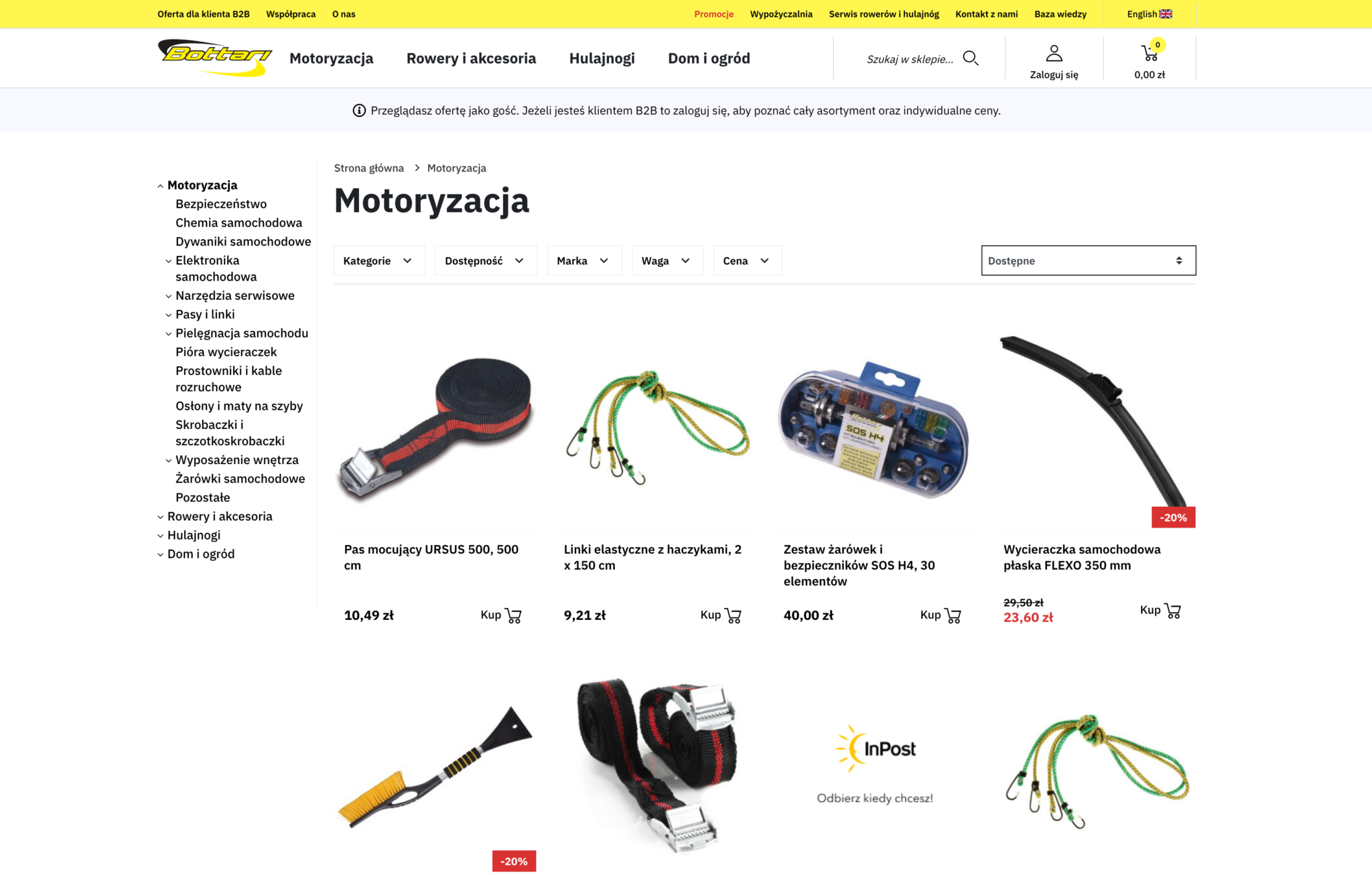 Bottari – widok kategorii po wdrożeniu sklepu