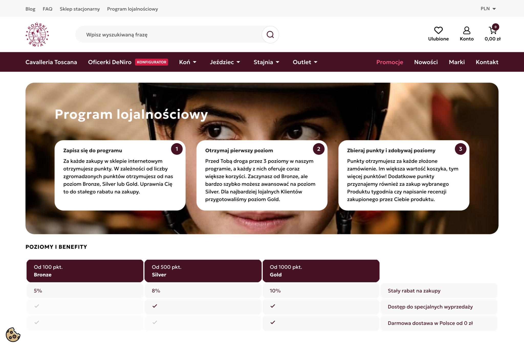 Program lojalnościowy Salonu Koński Świat – poziomy Bronze, Silver i Gold