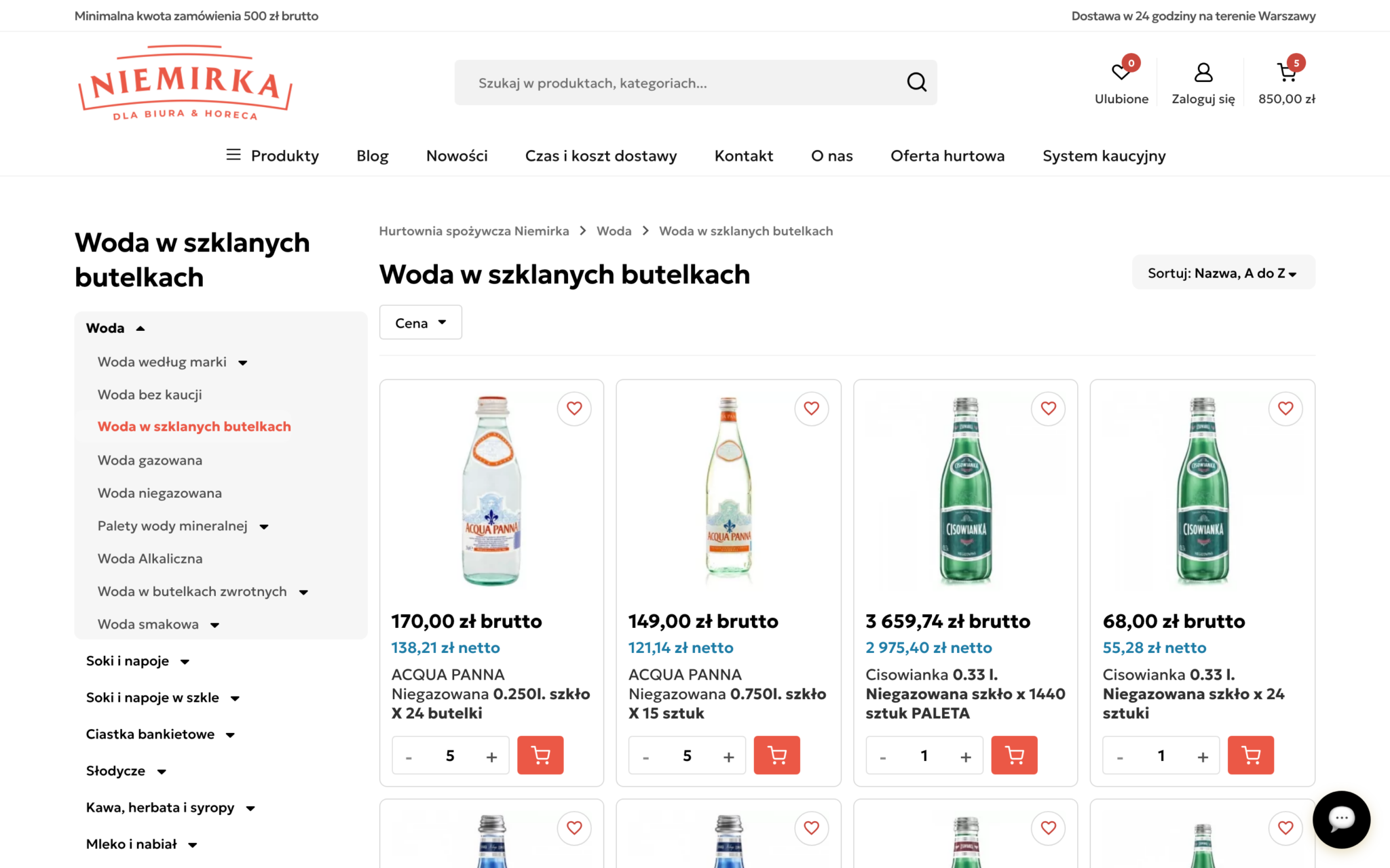 Niemirka – lista produktów w kategorii z cenami netto i brutto oraz drzewem asortymentu