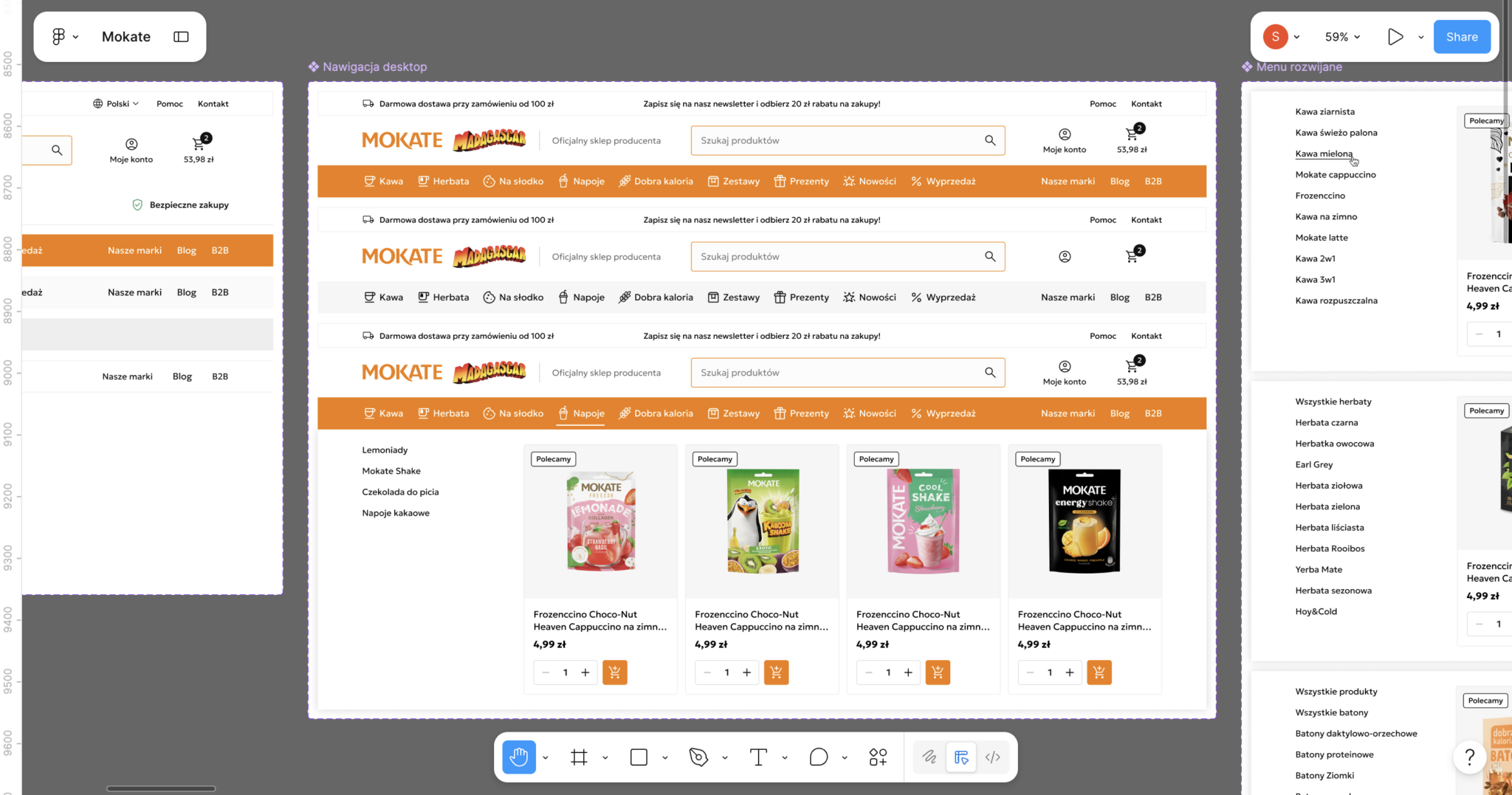 Sklep internetowy PrestaShop z produktami Mokate