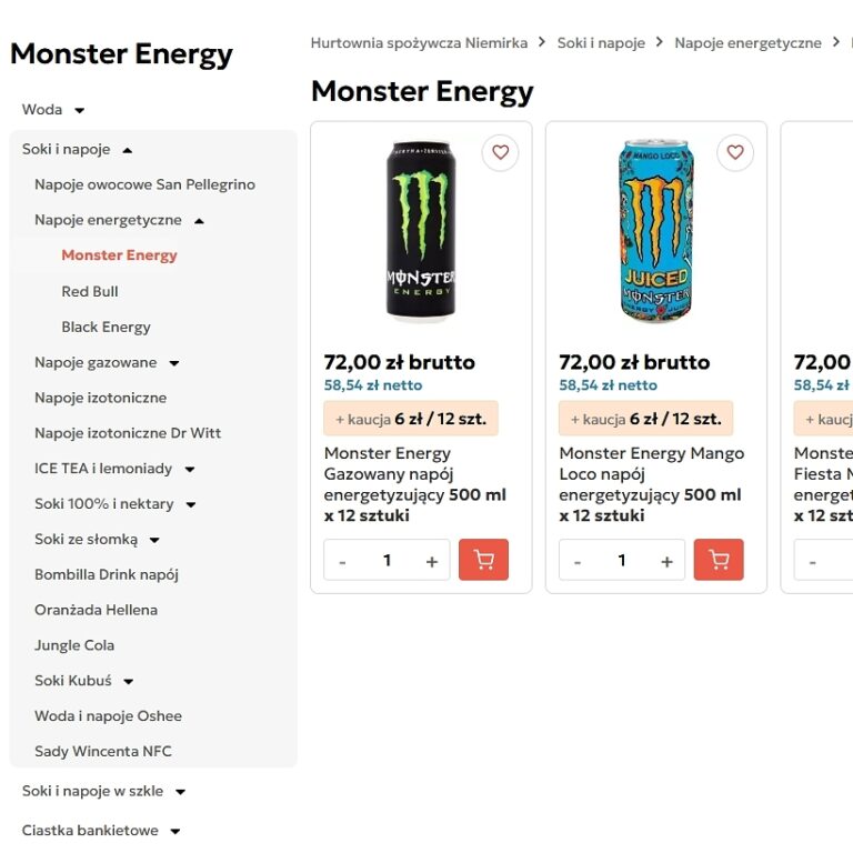 Drzewo kategorii na stronie listingów