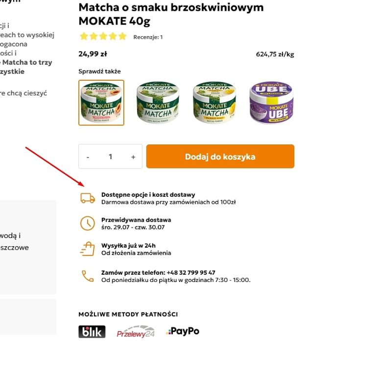 Informacje o dostawie i płatności
