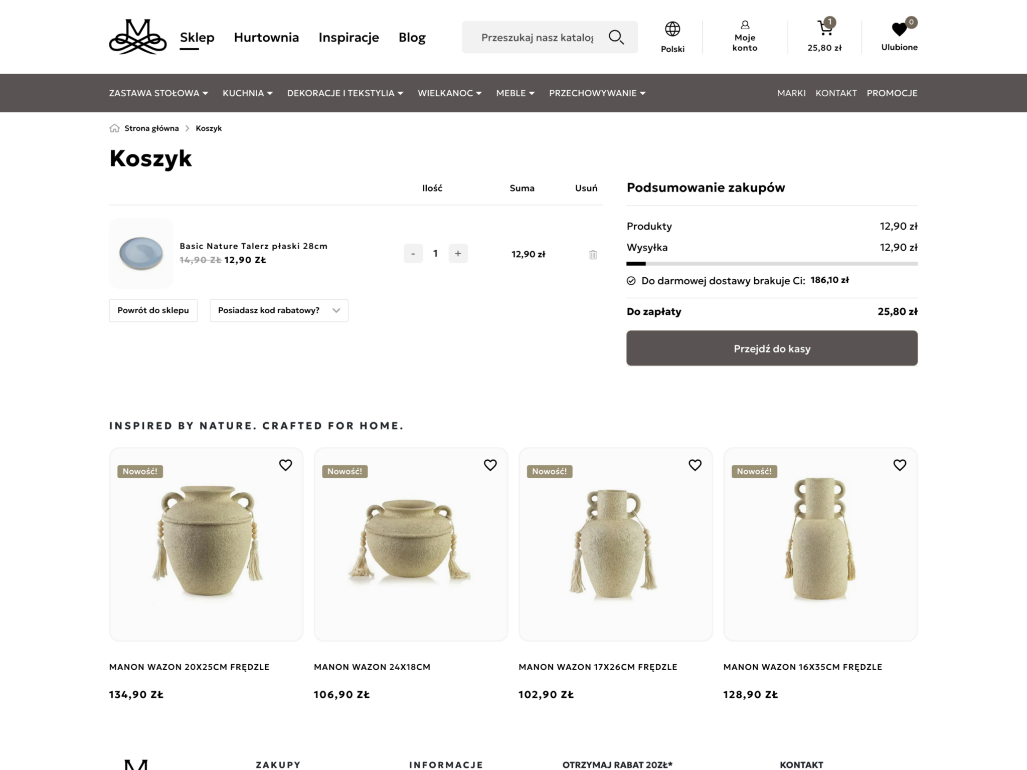 Mondex – koszyk B2C z produktem i paskiem darmowej dostawy