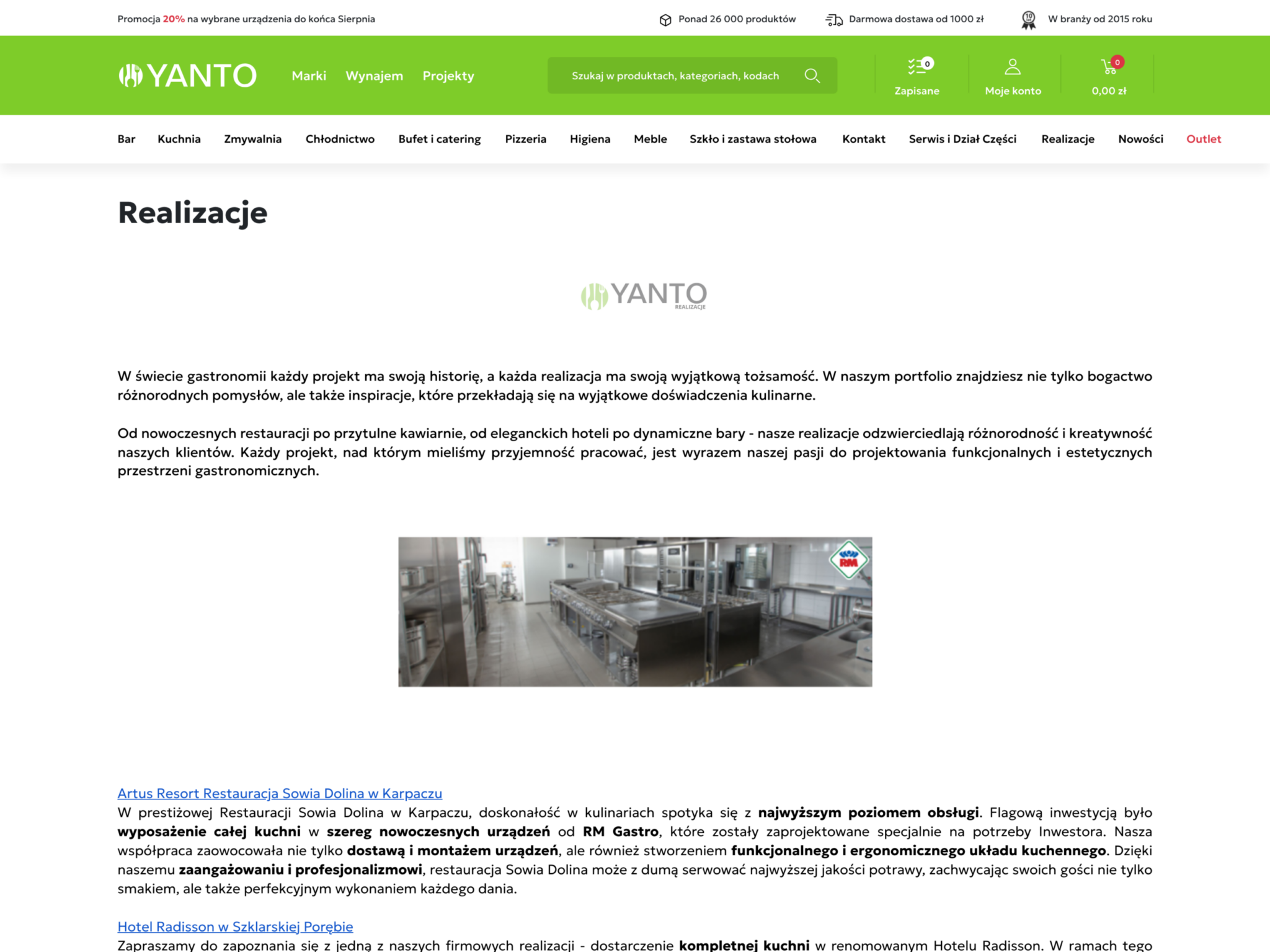 Yanto – realizacje: wyposażenie kuchni w restauracjach i hotelach