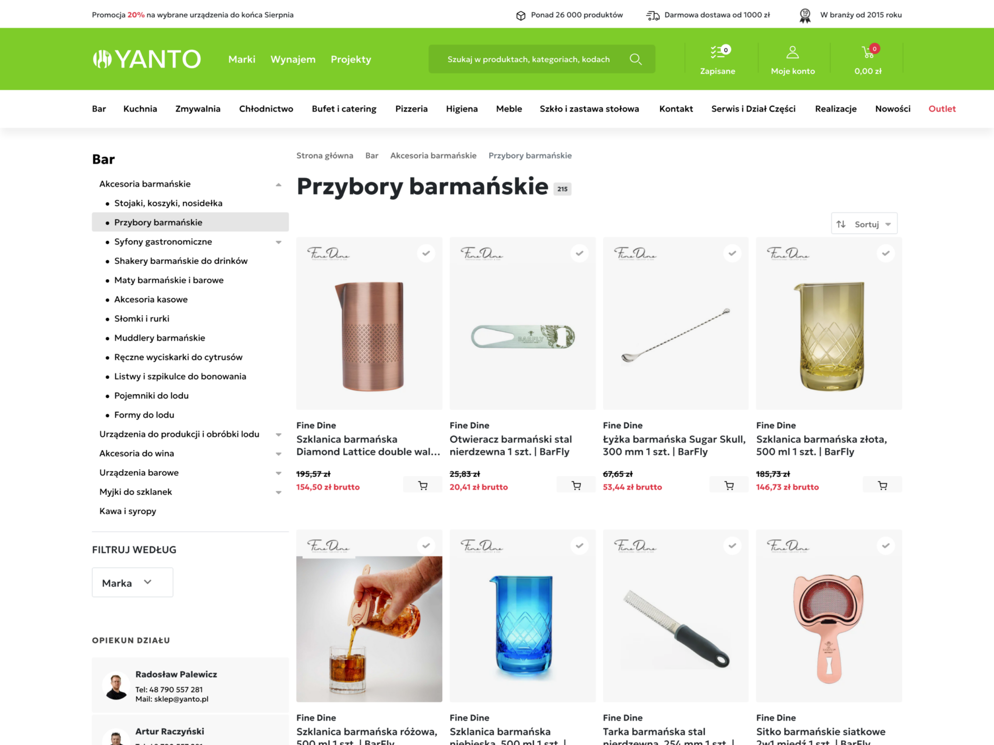Yanto – kategoria z filtrami (przybory barmańskie)