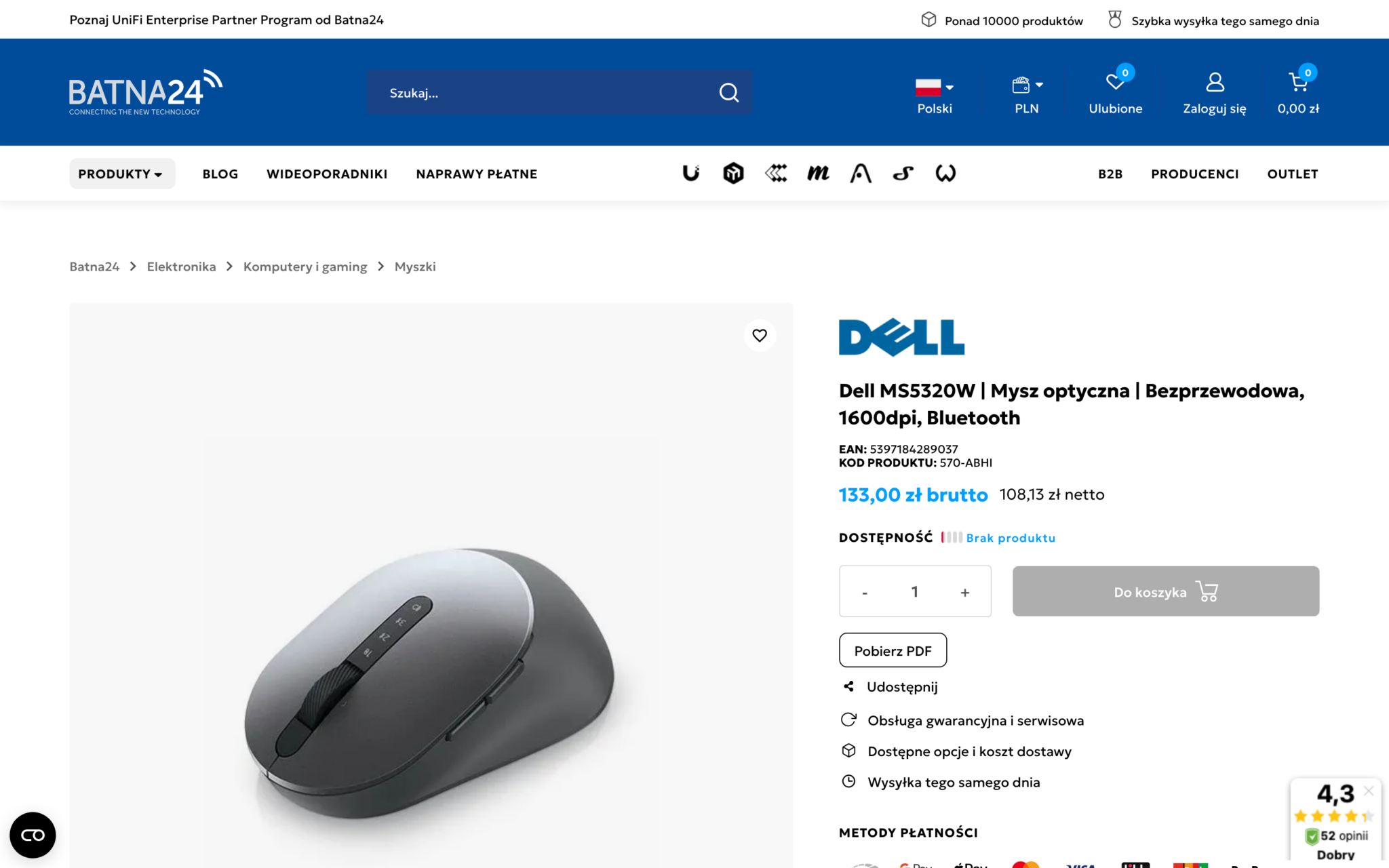 Batna24 – karta produktu z kodem EAN, kodem produktu i kartą PDF