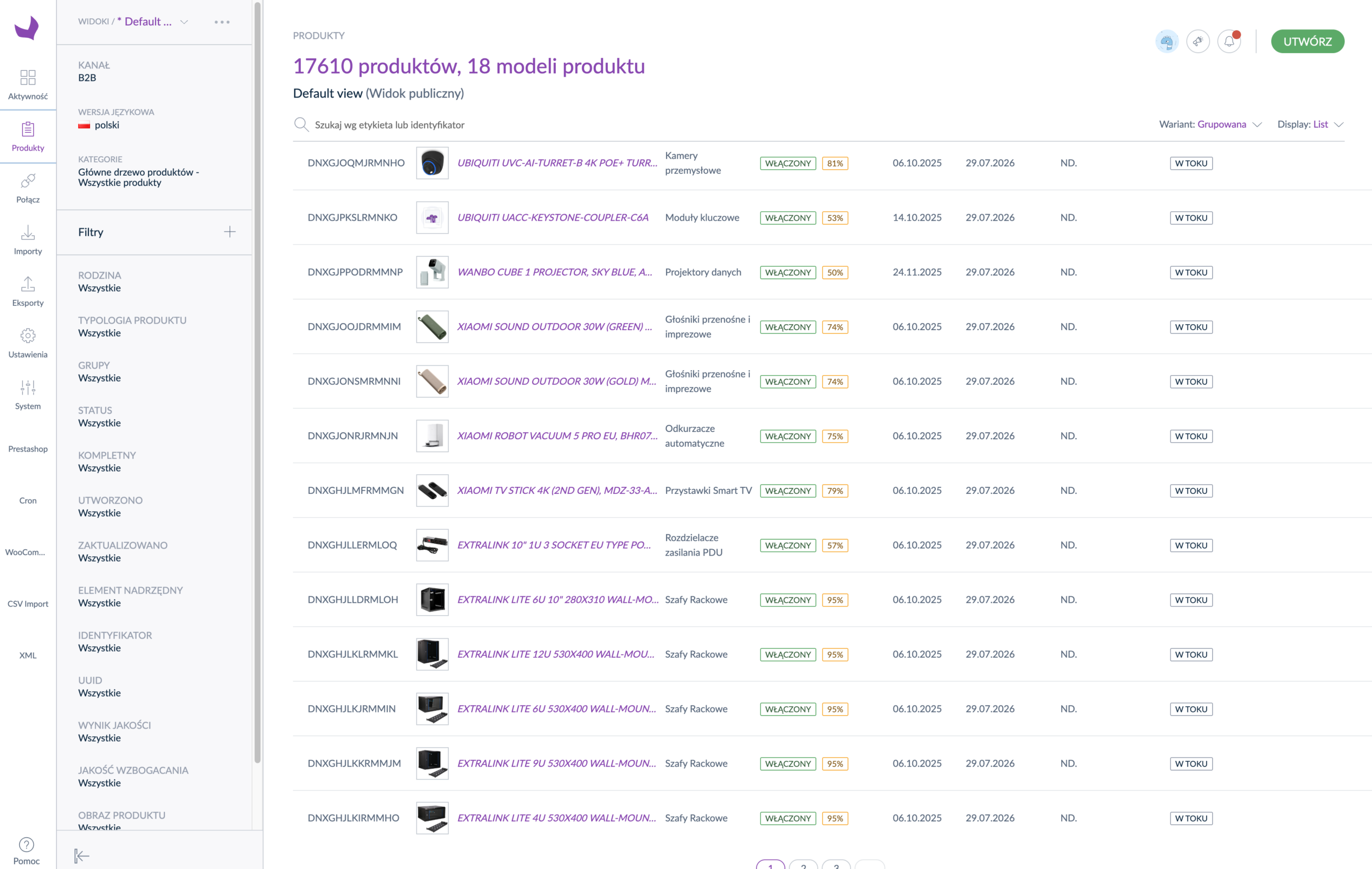 Akeneo PIM dla Batna24: 30 tysięcy atrybutów i katalog rozsyłany do kilkunastu kanałów 16 Akeneo PIM dla Batna24 – katalog 17 610 produktów w kanale B2B z rodzinami i kompletnością danych