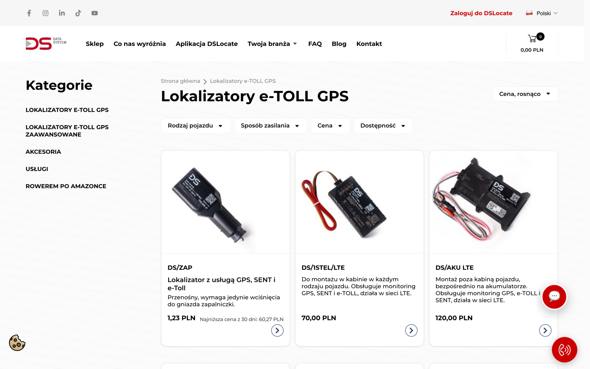 Kategoria lokalizatorów e-TOLL GPS z filtrami w sklepie Data System