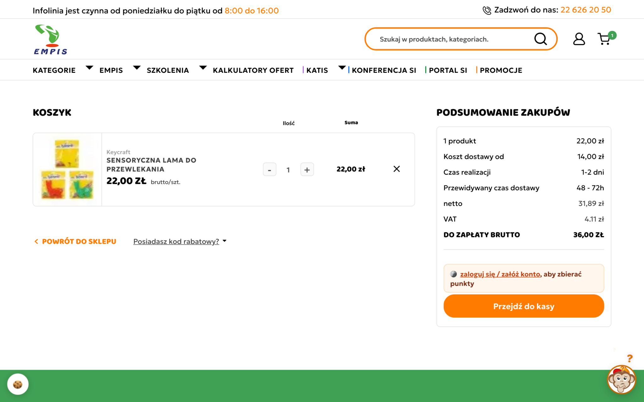 Koszyk i podsumowanie zakupów w sklepie Empis