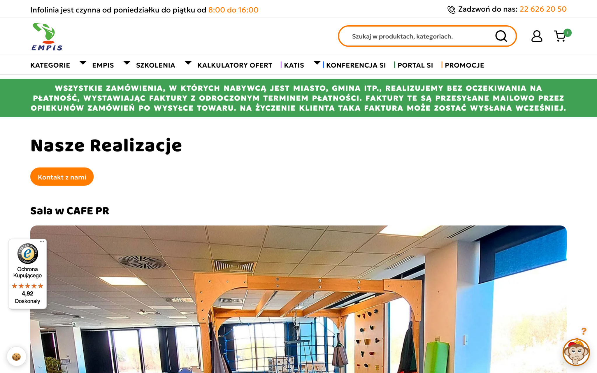 Realizacje sal do terapii SI z oznaczonymi produktami