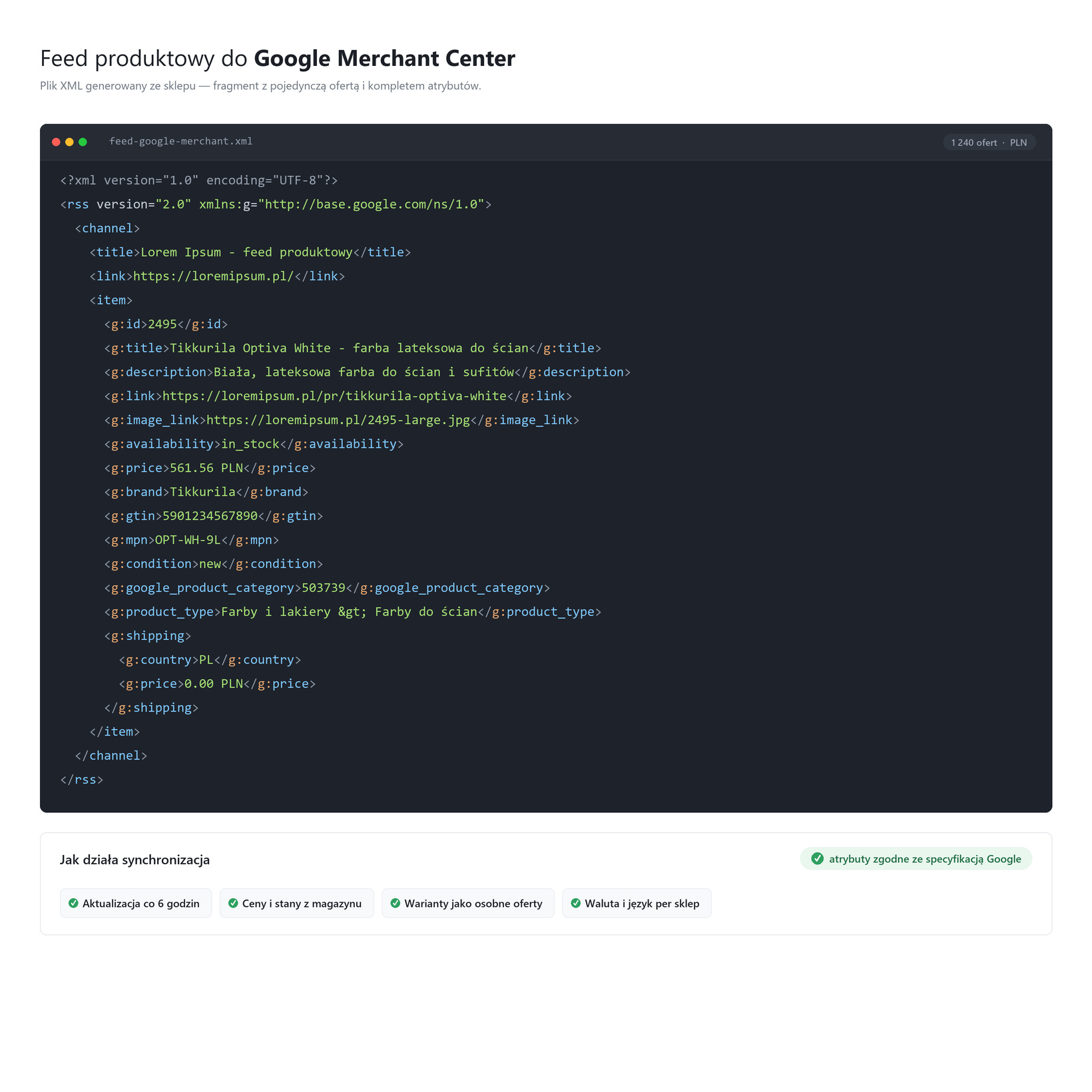 Feed produktowy do Google Merchant Center