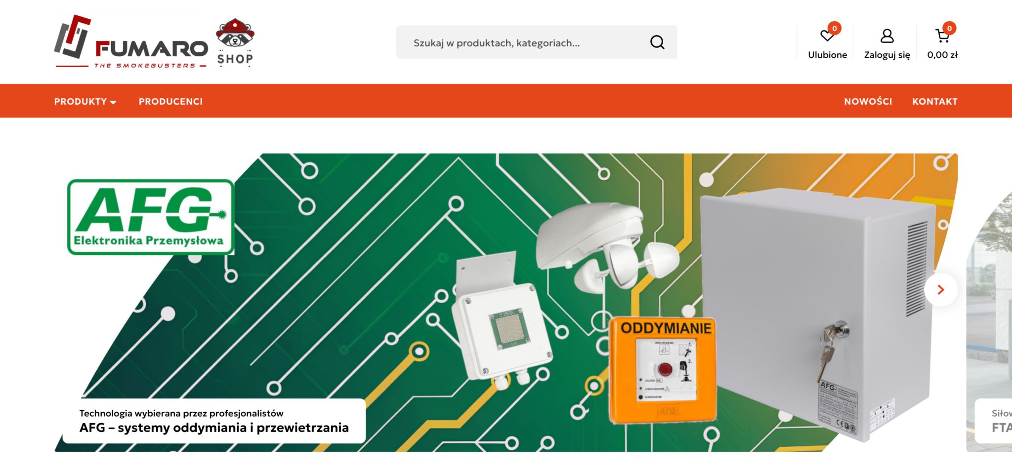 Fumaro – strona główna sklepu B2B na PrestaShop