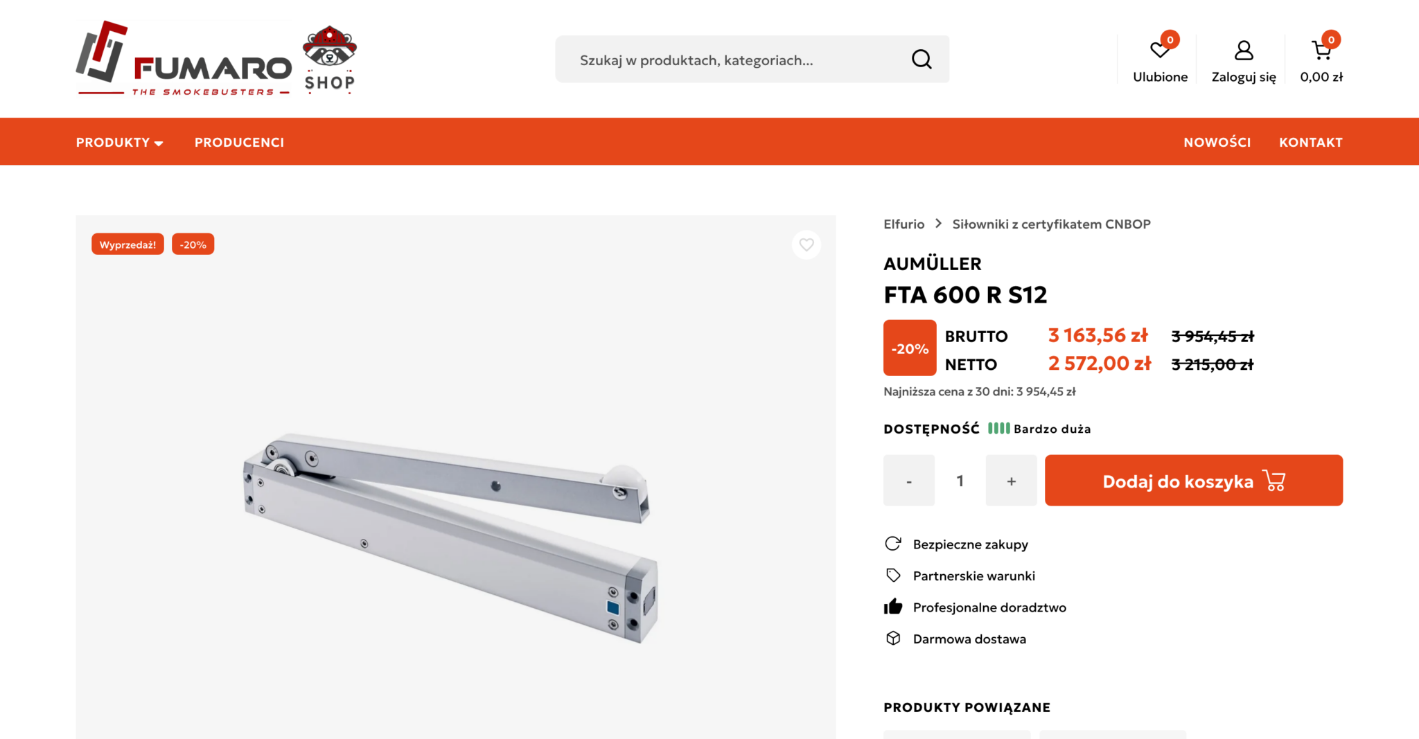 Fumaro – karta produktu z ceną brutto i netto na PrestaShop