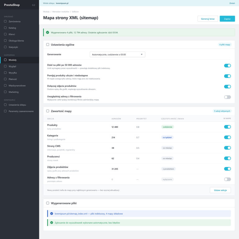 Mapa strony XML (sitemap)
