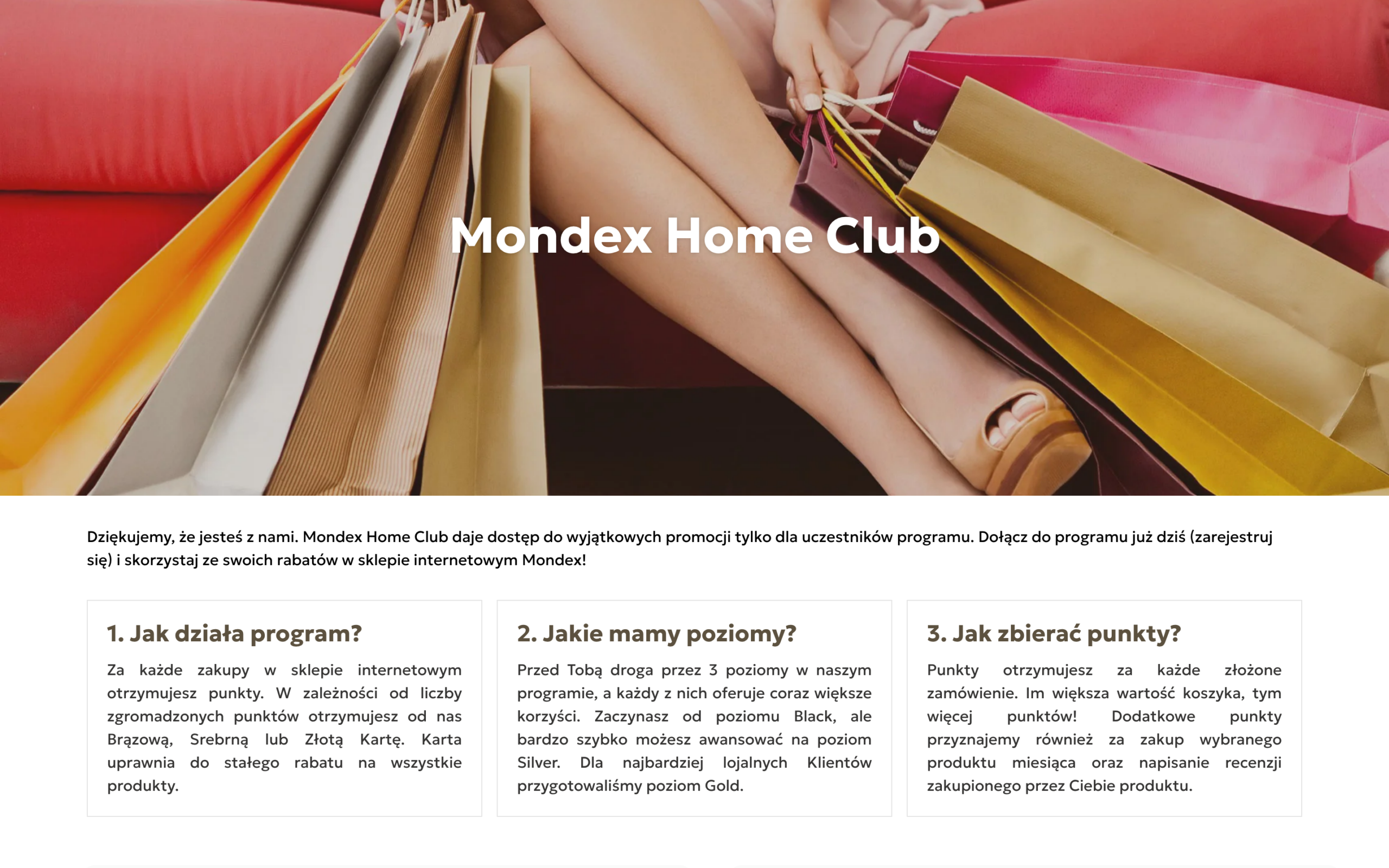 Mondex Home Club – strona programu lojalnościowego w sklepie mondex.pl