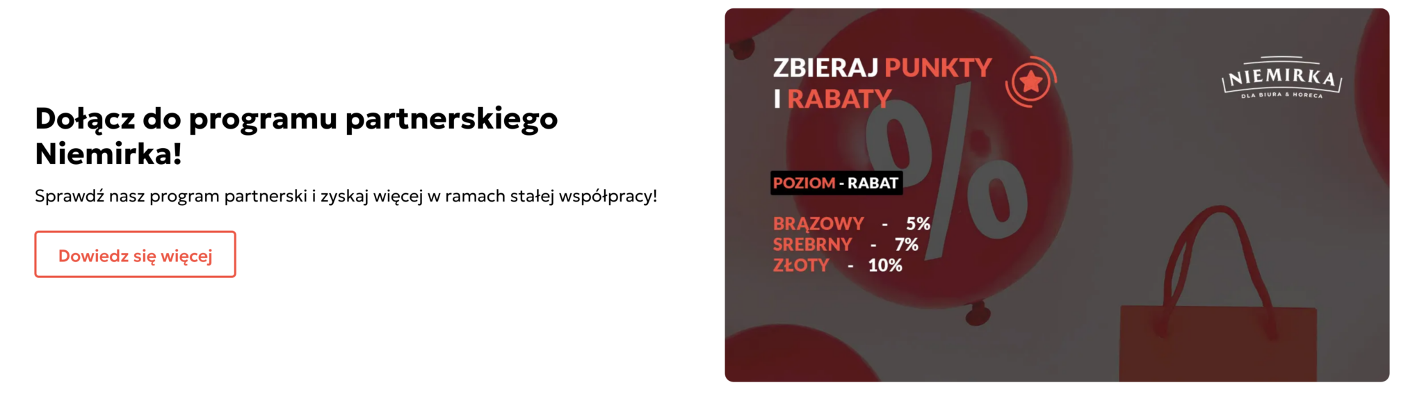 Baner programu partnerskiego Niemirka na stronie głównej sklepu