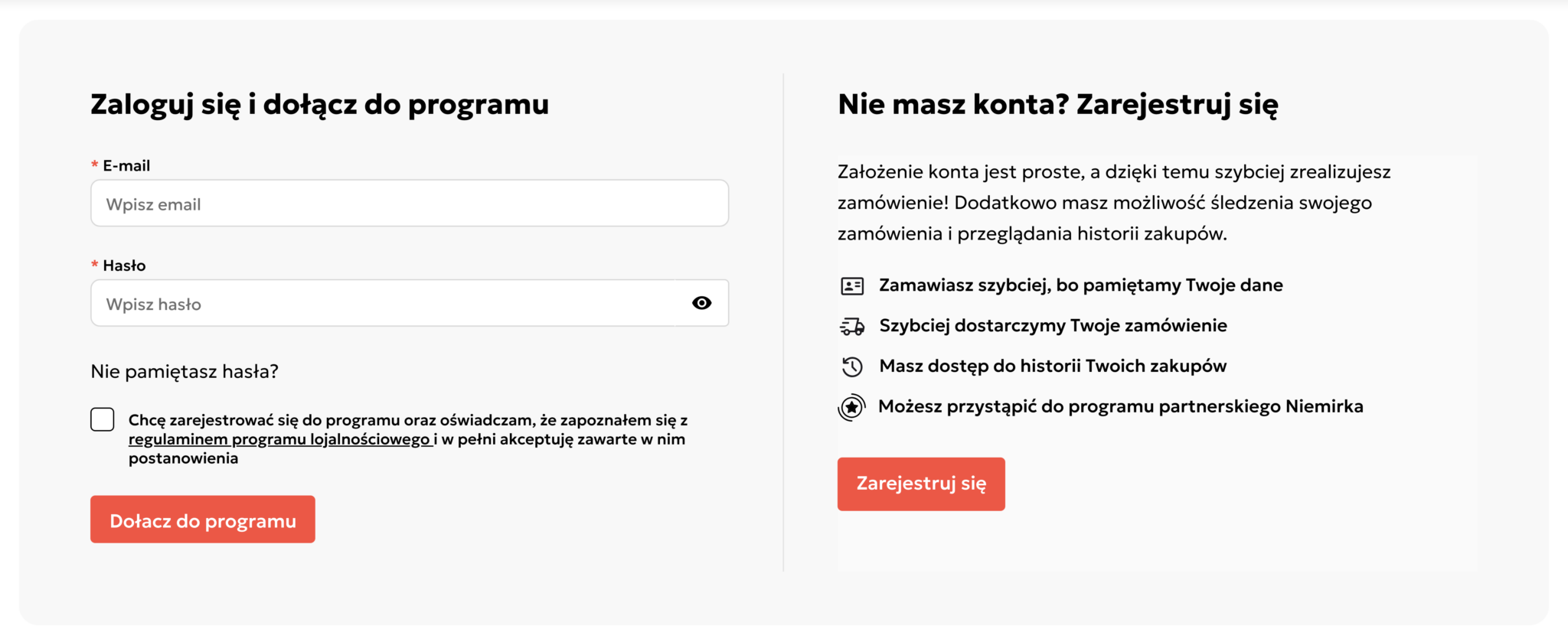 Formularz zapisu do programu partnerskiego Niemirka z akceptacją regulaminu