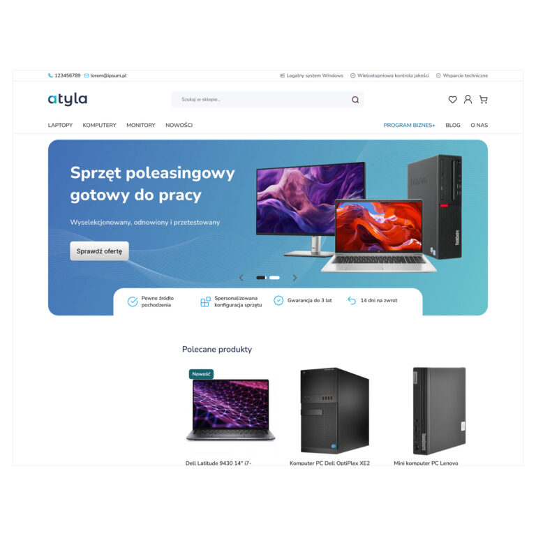 Pasek informacyjny u góry strony
