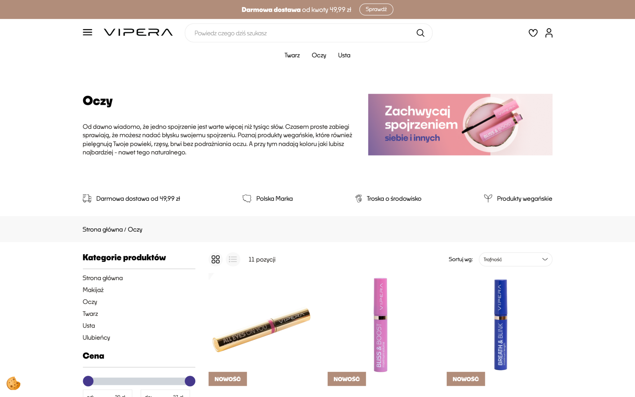 Sklep Vipera Cosmetics – lista produktów w kategorii z filtrami