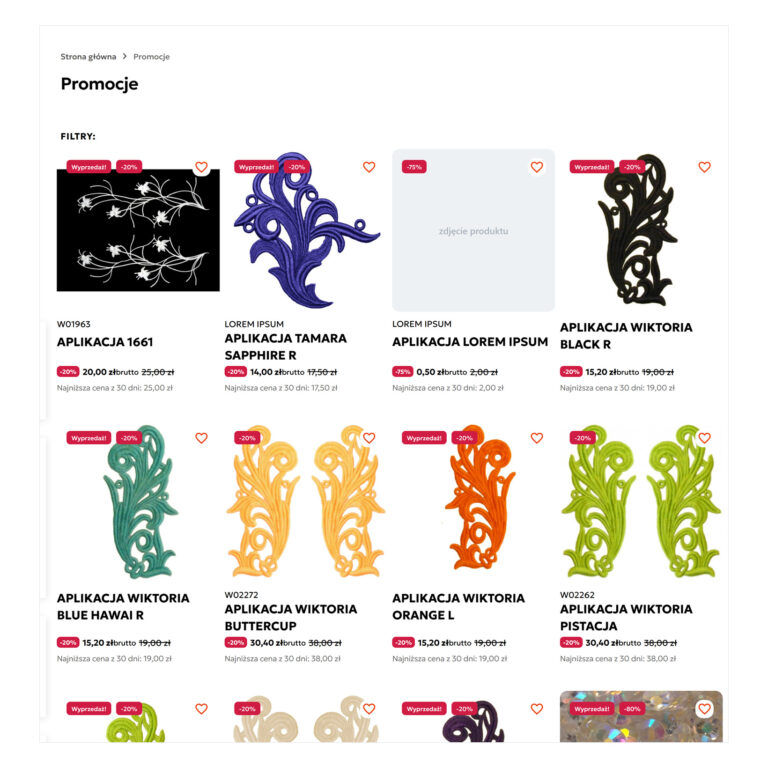 Strona produktów wyprzedażowych