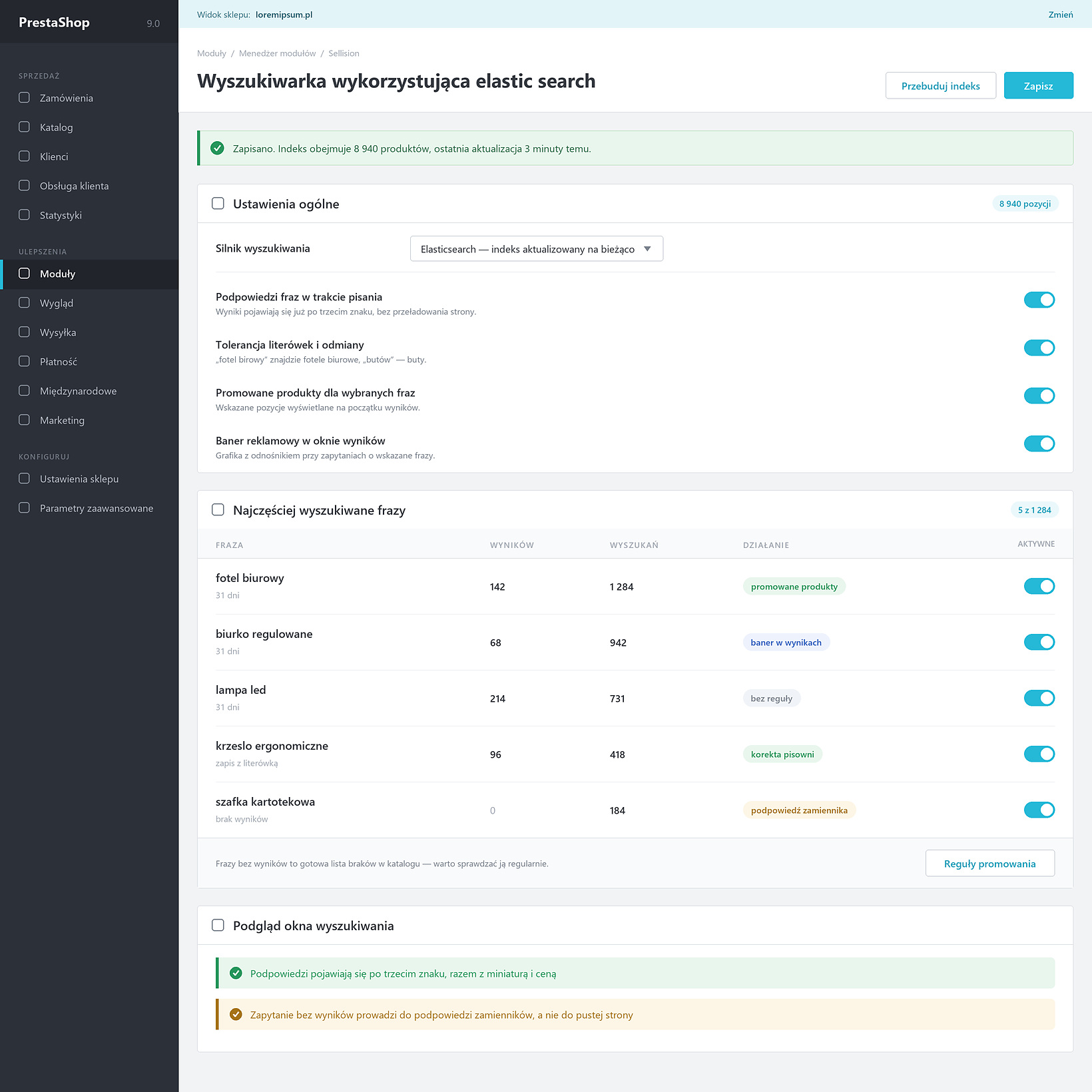 Wyszukiwarka wykorzystująca elastic search